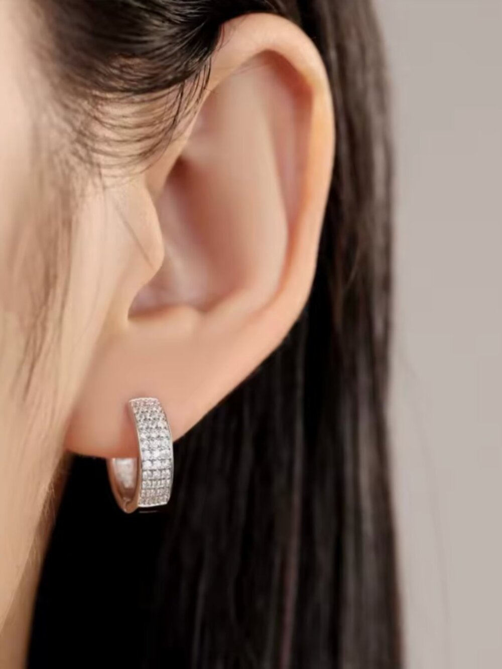 CZ Sterling Silver Hoop Earrings
